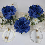 Flower Table Centerpieces - Set of 6 Floral Arrangement Artificial Wedding Hydrangeas Floral Arrangement with Rustic Metal Vase for Bridal Tea Party Event Decorations - Royal Blue
