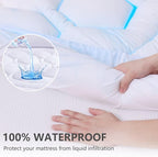 Full Size Mattress Pad Waterproof, Cooling Mattress Topper for Double Bed, Pillow Top Quilted Fitted Mattress Protector Cover with 8-21" Deep Pocket (54x75 inch, White)