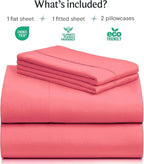 LuxClub 4 PC Sheet Set Bed Sheets Deep Pockets 16" Eco Friendly Wrinkle Free Cooling Machine Washable Hotel Bedding Silky Soft - Vermilion Full