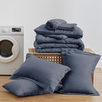 Love's cabin Queen Comforter Set Navy Blue, 7 Pieces Queen Bed in a Bag, All Season Bedding Sets with 1 Comforter, 1 Flat Sheet, 1 Fitted Sheet, 2 Pillowcase and 2 Pillow Sham