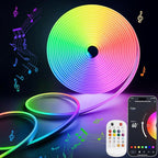 Lamomo Led Strip Lights, 16.4Ft RGB Neon Led Lights for Bedroom, 12v App Control Music Sync Color Changing Rope Light, Waterproof Flex Neon Sign for Indoor Decor（Without Power Adapter）