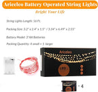 Led Fairy Lights Battery Operated, 4 Packs Mini Battery Powered Copper Wire Starry Fairy Lights for Bedroom, Christmas, Parties, Wedding, Centerpiece, Decoration (5m/16ft Red)