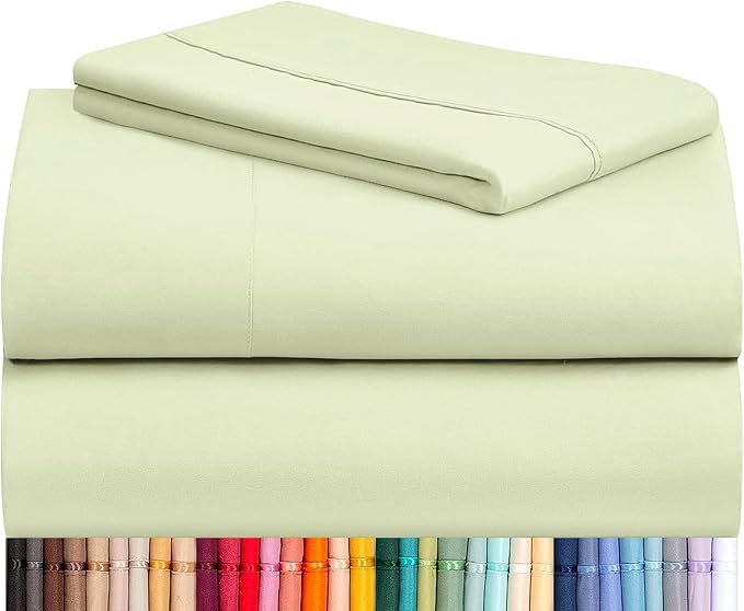 LuxClub 3 PC Sheet Set Bed Sheets Deep Pockets 16" Eco Friendly Wrinkle Free Cooling Machine Washable Hotel Bedding Silky Soft - Sage Green Twin