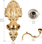 3-Candle Wall Sconces,Victorian Metal Wall Mounted Candlestick,Gold Crown Candle Holders for Tapered Candle,Gothic Antique Candelabra,Brass Baroque Decor for Living Rooms Hallways(1pack
