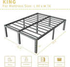 ALDRICH Metal King Size Bed Frame - 16 Inch Tall Black Basic Steel Slats Platform, Easy Assembly Heavy Duty Noise Free Bedframes, No Box Spring Needed