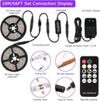 66 Foot Black Light Strips & Remote, Dimmable Flexible Blackights Strip Lights for Glow Party Body Paint Birthday Bedroom Room Fluorescent Tapestry Poster, Non-Waterproof 1200 LEDs 66ft/20M