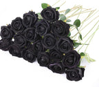 60 Pcs Artificial Roses Bulk Velvet Silk Black Roses Roses for Wedding Centerpieces Bridal Bouquet Mohter's Day Valentine's Day Halloween Home Decor(60, Black)