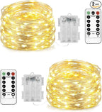 Homemory 2 Pack Each 20 Ft 60 LED Short Fairy Lights Battery Operated Christmas String Lights with Remote, Waterproof 8 Modes Firefly Twinkle Lights for Christmas Tree, Wreath Decor