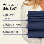 Cal King 6 Piece Sheet Set - Comfy Breathable & Cooling - Ultra Soft Hotel Luxury Bedding Set w/ 8-16 Inch Deep Pockets - 1 Flat & 1 Fitted Sheet & 4 Pillowcases - Wrinkle Free & Easy Care - Navy Blue