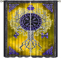Viking Blackout Curtains Scandinavian Pirate Totem Mythology Golden Tree of Life Printed Curtain Bedroom and Living Room Decoration Blackout Curtains W42 * L54 Inch
