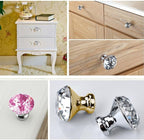 30mm Kitchen Cabinet Knobs Drawer Pull Handle Hardware, Crystal Clear Glass Round Diamond Shape Dresser Closet Bi-fold Door Bathroom Cupboard Desk Nightstand Furniture Decorative Drawer Knobs （8PCS）