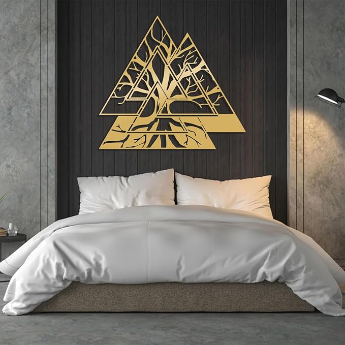 Veplsur Tree of Life Metal Wall Art, Norse Viking Decor, Pagan Wall Decor, Tree of Life Wall Sculpture, Scandinavian Home Decor, Godly Home Decor (Black, 39"x39"|100x100cm)