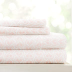 Linen Market Patterned Microfiber Full Sheet Set 4 Piece – Oeko-TEX Certified Ultra Soft & Wrinkle-Free - 16" Deep Pocket Sheets - Easy Care Full Size - Classic in Pink
