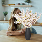 Giegxin Set of 8 Silk Cherry Blossom Branches Cherry Blossom Tree Stems Long Stem Artificial Flowers for Tall Vase Flowers for Home Wedding Vase Floral Arrangements, 39.37 Inch(White)