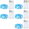 5 Pack Fairy Lights Battery Operated, 7 Feet 20 Led String Lights with Timer, Waterproof Firefly Lights on Silver Wire for Home Party Wedding Christmas Decorations, 6 Hours on/18 Hours Off, Blue White
