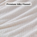 NEWCOSPLAY Super Soft Queen Blanket Ivory Premium Silky Flannel Fleece Leaves Pattern Lightweight Bed Blanket All Season Use (Ivory, Queen(90"x90"))