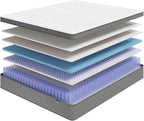 PurrJoys King Mattress, 12 Inch Hybrid King Size Mattress with Cooling Gel Memory Foam and Pocket Springs, CertiPUR-US Certified, Medium Firm