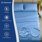 DREAMCARE Full Size Sheets – 4 pc – up to 21” Deep Full Sheet Set – Hotel Luxury Sheets & Pillowcases – Superior Softness 100% Fine Microfiber with Side Pocket – Light Blue