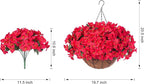 Artificial Fake Hanging Flowers for Outdoors with Basket Faux Plants Silk Bougainvillea Flower in Planter Look Real UV Resistant Faux Flower for Outside Porch Patio Garden Yard Home Decor, Red