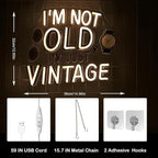 Retro Neon Sign I'm Not Old I'm Just Vintage Warm White LED Light with Glasses and Watch Design for Retro Decor for Live House Vintage Clothing Store Light Sign Gifts to 90s Fans