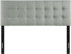 Modway Emily Tufted Button Linen Fabric Upholstered Full Headboard in Gray