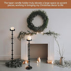 Maxdot Black Metal Pillar Candle Holder 36" 29" Tall Decorative Taper Candle Stand Set of 2 Floor Candlestick Holder Large Metal Black for Christmas Halloween Living Room