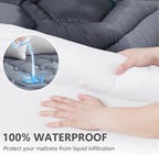 Full Size Mattress Pad Waterproof, Cooling Mattress Topper for Double Bed, Pillow Top Quilted Fitted Mattress Protector Cover with 8-21" Deep Pocket (54x75 inch, Grey)