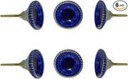 Perilla Home Set of 6 Marrakesh Knob Ceramic Decorative Round Knobs for Home Kitchen Cabinet Hardware Cupboard Glass Door Dresser Wardrobe and Drawer Pulls (Blue)