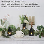 LLQ 12Pcs Mini Lanterns with Small LED Candle, Ramadan Lanterns Decorative Indoor, Vintage Black Lantern for Ramadan EID Decorations Halloween Christmas Wedding Table Centerpiece, Battery Included