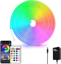 16.4ft Led Neon Rope Lights Remote/APP Control IP65 Waterproof Flexible 24VRGB LED Neon Light Music Sync LedSNeon Strips Light Led neon Lights for Bedroom Room Outdoors Décor