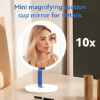 9.65-inch Lighting Makeup Mirror, 1x / 10x,Touch Control,3-Color Adjustable,Metal Stand,up and Down Adjustable Makeup Mirror, High Color Rendering, Eye-Protecting Light Source,Ultramarine