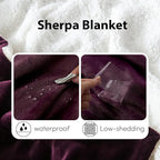 NANPIPER Sherpa Blanket for Couch, Warm and Lightweight Throw, Soft Fuzzy Plush Fleece for Winter, Plum Purple 50x60 Inches