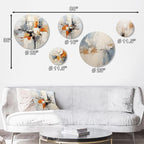 DesignQ Traditional Metal Wall Art Decor Set -Beige Metal Wall Decor Set For Room -Art Inspired By Modern Scandinavian Dreams In Beige And Yellow Set Of 5 round metal - 80" x 36" - 5 metal wall Panels