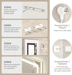 USHOWER LED Bathroom Mirror 40x32 Inch with Lights - Frameless Tempered Glass LED Backlit Lighted Mirror for Bathroom Vanity with Anti-Fog, 3 Colors Dimmable, Memory Function, Wall-Mounted