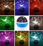 Borelor Star Night Light for Kids, 12 Color Changing Lights Modes with USB Cable, 360°Rotating Moon Star Projector Desk Lamp for Bedroom Party Decor & Girls Birthday Gift（Blue）