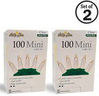 Brite Star 100 Count Mini String Christmas Lights, Clear - 22 feet Indoor/Outdoor Christmas Tree Lights with Green Wire (Set of 2)