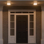GLOBE Electric 60000164 1-Light Outdoor Flush Mount, Matte Black, Frosted Glass