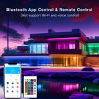 Outdoor LED Strip Lights Waterproof 100ft, IP67 Waterproof LED Light Strips with Remote, Music Sync APP Control, RGB Color Changing LED Lights for Eaves, Roof, Pool, Patio, Outdoor Decorations