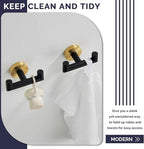 Angle Simple Towel Double Hook Black & Gold, 2 PCS Stainless Steel Bathroom Towel Holder, Dual Robe Coat Hook for Wall