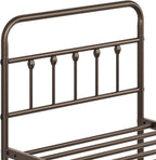 Yaheetech Classic Metal Platform Bed Frame Mattress Foundation with Victorian Style Iron-Art Headboard/Footboard/Under Bed Storage/No Box Spring Needed/Twin Size Bronze