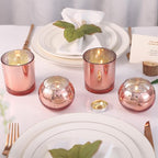10 Pcs Assorted Rose Gold Candle Holders, Larger Size Mercury Glass Votives for Wedding, Rose Gold Birthday Decorations, Votive Candle Holders for Valentines/Bridal Shower/Sweet 16 Party Favors