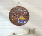 Custom Excavators 3D Wooden Nursery Name Sign, Personalized Construction Baby Name Sign, Crib Decor for Baby Shower, Birthday Gifts for Baby Boys Girls, Baby Room Door Hanger