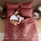 HEVUMYI Terracotta Twin Comforter Set - 5-Piece All Season Bed in a Bag Twin, Ultra Soft Bedding Set with Comforter, Flat Sheet, Fitted Sheet, Pillowcases, Pillow Shams