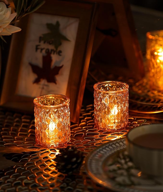 36pcs Gold Votive Candle Holders, Tealight Candle Holder Glass for Diwali, Gold Candle Holders for Wedding Table Centerpiece, Bridal Shower & Home Parties Supplies Decor