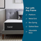 Lucid 14 Inch Memory Foam Mattress - Medium Plush Feel - Infused with Refreshing Bamboo Charcoal and Cooling Gel - Bed in a Box - Temperature Regulating - Pressure Relief - Breathable - Queen Size