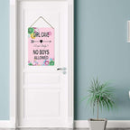 Wood Girl Cave Sign, 8x12 Inch, No Boys Allowed for Girl Bedroom Decor