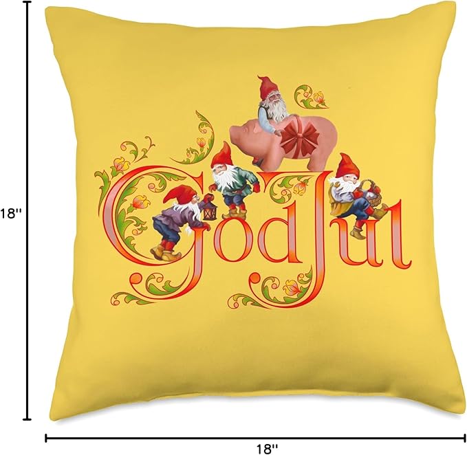 Scandinavian Christmas God Jul Marzipan Pig Throw Pillow
