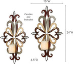 Fiorenzo Wall Sconce Pair | Set of Two Candle Sconces | Modern Candle Holders | Mirrored Hand Dyed Candleholders | Silver Auburn Gold Brown | Swirl Scrolls | Wall Decoration | Hanging Wall Sconces