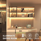 Battery Powered LED Strip Lights, COB Motion Sensor LED Strip Lights 20 inch x 3 Pack for Kitchen Under Cabinet Lighting, Shelves, Under Counter, Closet, Cordless Click Light, Warm White 3000K