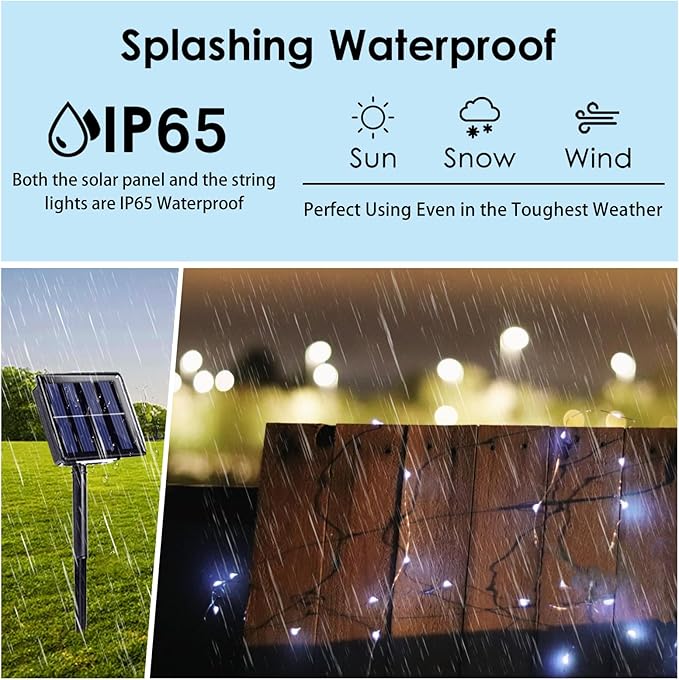 Solar String Lights Outdoor, Upgraded 2-Pack 80FT 200 LED Solar Twinkle Light for Outside, Waterproof Silver Wire 8 Modes Solar Fairy Lights for Garden Patio Tree Christmas Party Wedding (Cool White)